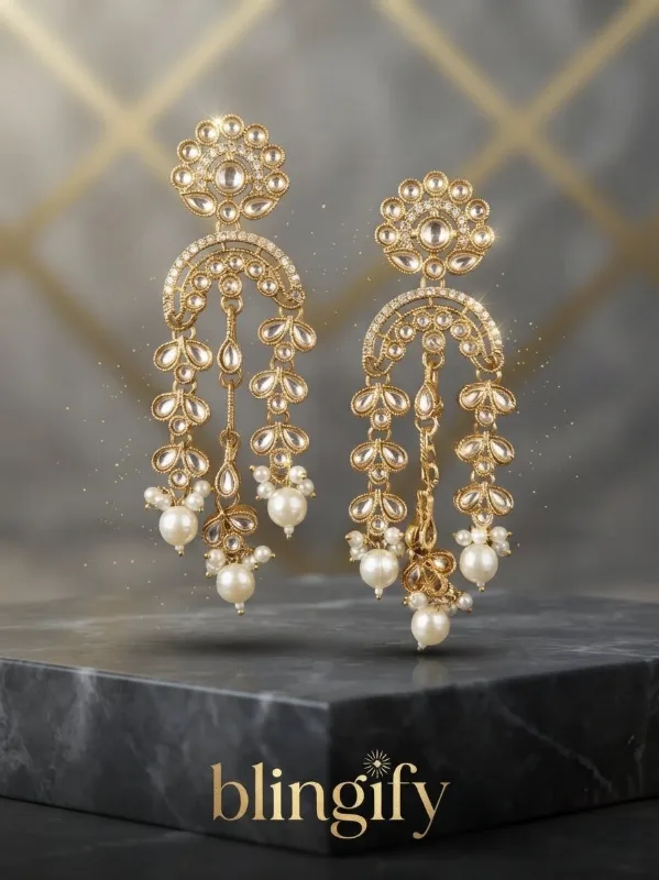 Long Floral Drop Earrings