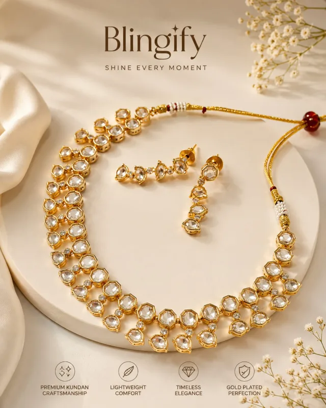 Kundan Necklace & Earring Set - Shine Every Moment