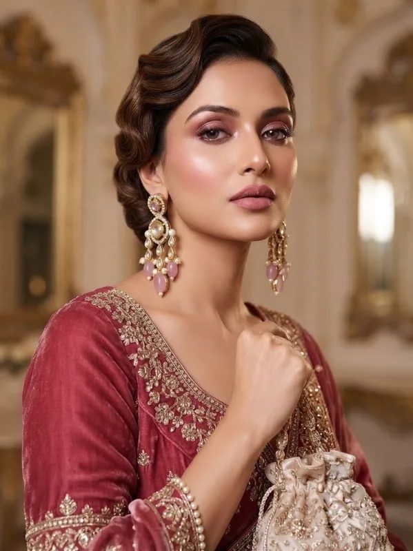 The Royal Chandelier Earrings (Rani Collection) - Gold and Lavender