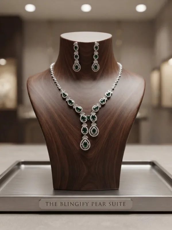 AD Necklace Set - Green AD Necklace