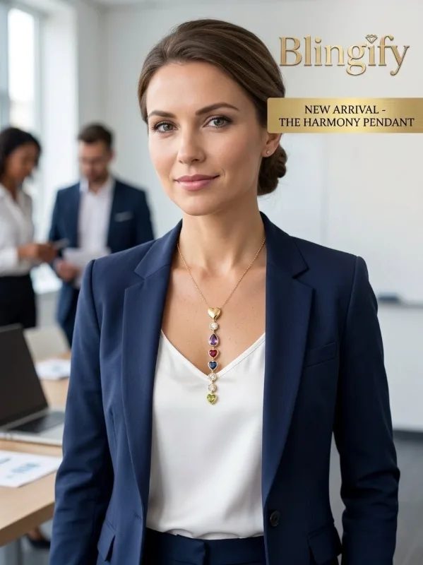 The Harmony Multi-Gemstone Linear Pendant – Anti-Tarnish Gold Plated